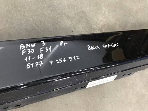 Nakładka progu BMW 3 F30 F31 11-18r. prawa listwa próg zewnętrzny Black Saphire 7256912 Nakładka progu BMW 3 F30 F31 11-18r. prawa listwa próg zewnętrzny Black Saphire 7256912