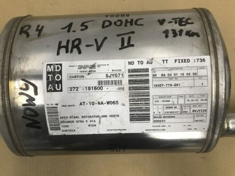 Wydech HONDA HR-V HRV II 1.5 DOHC R4 V-tec 131km. NOWY tłumik końcowy 18307-T7A-G51 18307T7AG51 Wydech HONDA HR-V HRV II 1.5 DOHC R4 V-tec 131km. NOWY tłumik końcowy 18307-T7A-G51 18307T7AG51