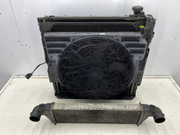 Chłodnica wody BMW X5 E53 99-03r. 3.0d M57 intercooler chłodnica klimatyzacji wiatrak KOMPLET 2248724 6914216