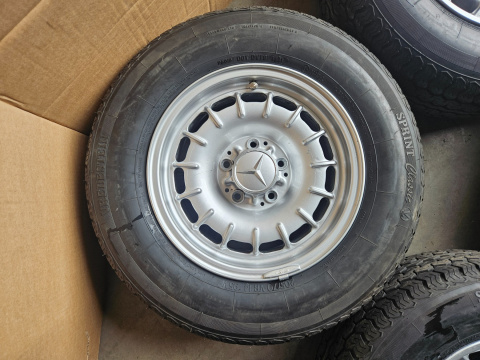 Felga Mercedes w114 w115 w123 w116 w126 500 SEC SL w113 pagoda 6.5jx14 5ч112 felgi aluminiowe Z OPONAMI 14 cali oryginal KOMPLET Felga Mercedes w114 w115 w123 w116 w126 500 SEC SL w113 pagoda 6.5jx14 5ч112 felgi aluminiowe Z OPONAMI 14 cali oryginal KOMPLET
