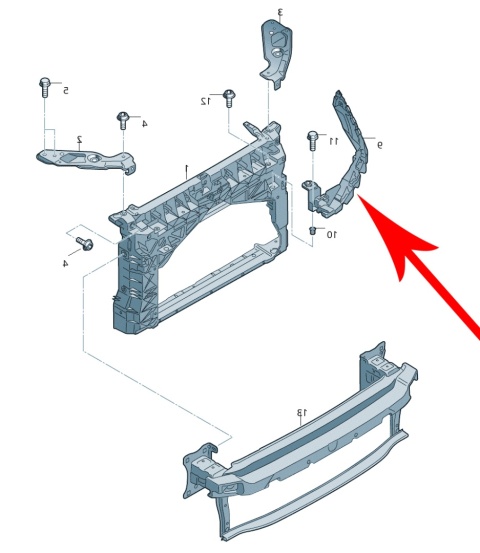 Ślizg Seat Leon 3 III 5f 12-20r. NOWE lewe przednie mocowanie okular reflektora zderzaka wspornik lewy przód 5f0807571c