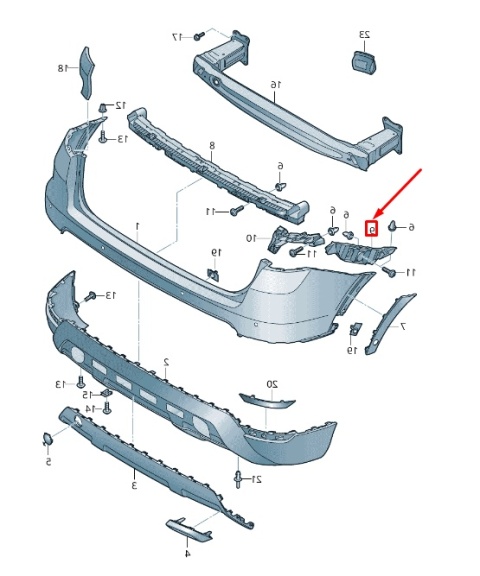 Ślizg Seat Arona 17r.- NOWE prawe tylne mocowanie zderzaka wspornik uchwyt prawy tył ORYGINALNY 6f9807394b