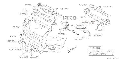 Ślizg Subaru Tribeca LIFT 07-14r. NOWE prawe przednie mocowanie zderzaka błotnika wspornik uchwyt prawy przód ORYGINALNY