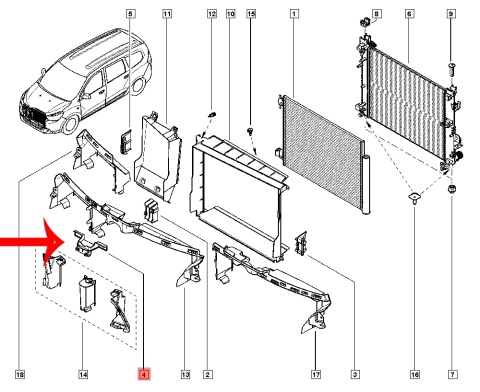 Osłona chłodnicy Dacia Dokker Lodgy 12-21r. nakładka zaślepka srodkowa górna pasa przedniego 214765289r Osłona chłodnicy Dacia Dokker Lodgy 12-21r. nakładka zaślepka srodkowa górna pasa przedniego 214765289r