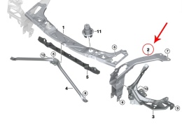 Pas przedni Mini One Cooper Cabrio F55 F56 F57 13-24r. NOWE lewe górne mocowanie wzmocnienie czołowe okular reflektora lącznik