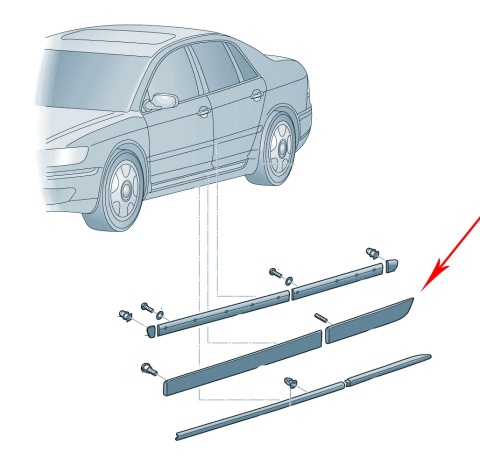 Listwa VW Phaeton 02-16r. NOWA prawa tylna dolna nakładka drzwi boczna prawy tył 3d0854950c