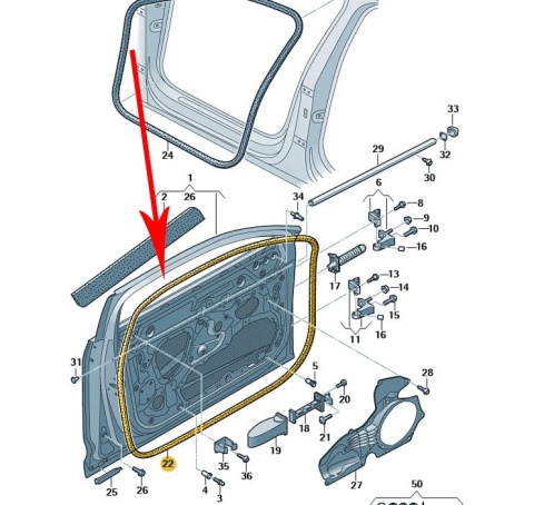 Uszczelka VW ID.4 ID.5 Audi A6 C8 Q4 Etron Q2 A8 D5 A3 8Y NOWA OE NOWA OE guma drzwi 11a837701a