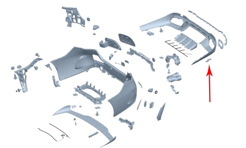 Ślizg Mercedes w206 C-klasa AMG line 21r.- NOWE tylne dolne mocowanie zderzaka wspornik uchwyt tył NOWY ORYGINALNY a2068852703
