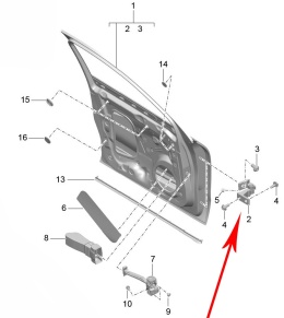 Zawias drzwi Macan I 95b 14r.- NOWY dolny górny zawias lewych przednich drzwi lewy przód 4g0831401d