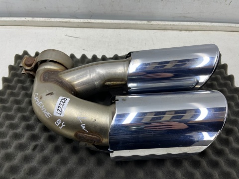 Wydech Porsche Cayenne III 9y 17r.- LEWA tylna podwójna końcówka tłumika nasadka CHROMOWANA oryginalna lewy tył 9y0253683af