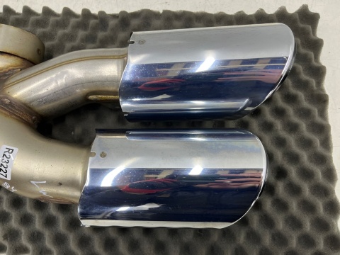 Wydech Porsche Cayenne III 9y 17r.- LEWA tylna podwójna końcówka tłumika nasadka CHROMOWANA oryginalna lewy tył 9y0253683af