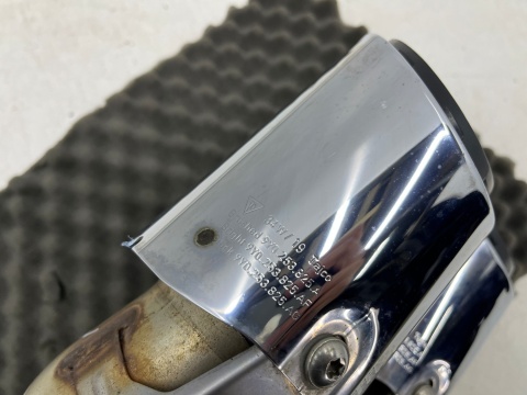 Wydech Porsche Cayenne III 9y 17r.- LEWA tylna podwójna końcówka tłumika nasadka CHROMOWANA oryginalna lewy tył 9y0253683af