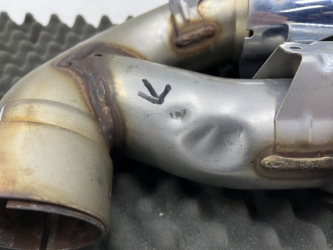 Wydech Porsche Cayenne III 9y 17r.- LEWA tylna podwójna końcówka tłumika nasadka CHROMOWANA oryginalna lewy tył 9y0253683af