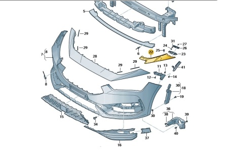Ślizg Seat Leon 4 IV 5FE Cupra Leon 20r.- NOWE prawe przednie górne mocowanie atrapy zderzaka wspornik uchwyt prawy przód