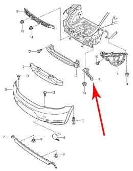 Ślizg VW Beetle 5c 11-19r. NOWE lewe tylne dolne mocowanie zderzaka wspornik lewy tył 5c5807131