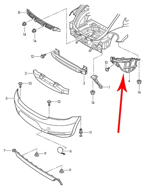 Ślizg VW Beetle 5c 11-19r. NOWE prawe tylne mocowanie zderzaka wspornik prawy tył 5c5807394h
