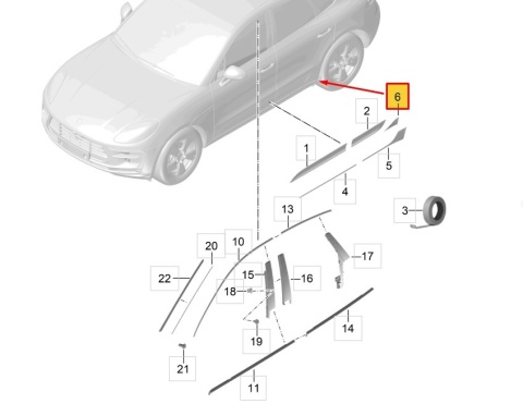 Folia ochronna Porsche Macan I 95b 14r.- NOWA lewa tylna naklejka drzwi lewy tył 95b854931a