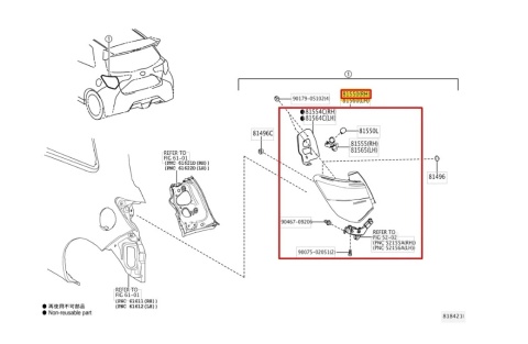 Lampa Toyota Yaris 3 III P13 LIFT 17-20r. NOWA prawa tylna w błotnik zwykła na żarówki oryginalna prawy tył EUROPA 81550-0db61