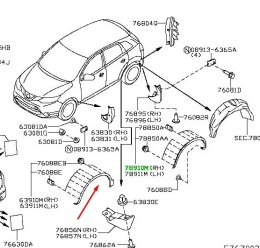Listwa Nissan Qashqai II 2 J11 13-21r. prawy przedni rant nadkola błotnika nowe orginalne 63810-4ea0a