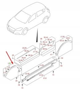 Listwa Suzuki SX4 S-Cross 13-21r. lewy przedni rant nadkola błotnika nowe orginalne 77220-61M00-5PK