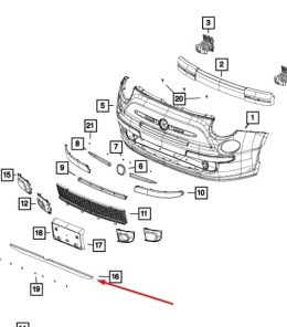 Listwa zderzaka Fiat 500 07-15r. Przedlift przód dokładka dolna spoiler hokej nowy oryginalny 0051861057
