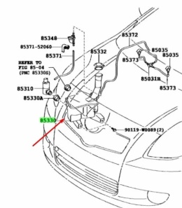 Zbiorniczek spryskiwaczy Toyota Yaris II 05-11r. do szyb na płyn do szyb nowy orginalny 85315-0d060