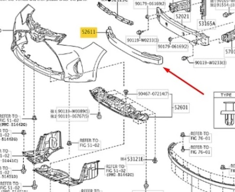 Absorber zderzaka Toyota Yaris III P13 10-20r. przednie wzmocnienie styropian pianka przód NOWA ORGINALNA 52611-0d020