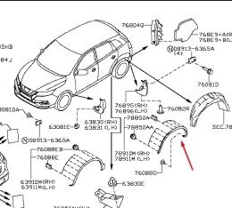 Listwa Nissan Qashqai II 2 J11 13-21r. prawy tylny rant nadkola błotnika nowe orginalne 93828-4ea0a