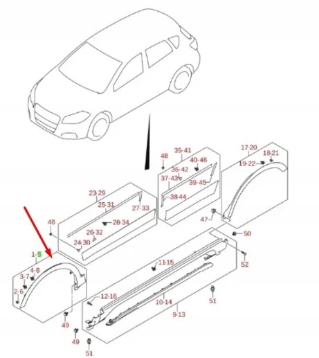 Listwa Suzuki SX4 S-Cross 13-21r. lewy przedni rant nadkola błotnika nowe orginalne 77220-61M00-5PK