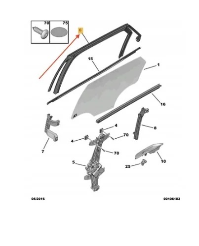 Uszczelka Peugeot 3008 2 II p84e Citroen C5 Aircross 16-24r. guma prawych tylnych drzwi prawy tył listwa 9811246780