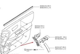 Klamka Nissan Qashqai I J10 06-13r. lewy przód wewnętrzny uchwyt 80951-jd000