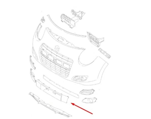 Listwa zderzaka Suzuki Alto 7 VII 09r. przednia dokładka pod tablice rejestracyjną 71721m68k00-5pk