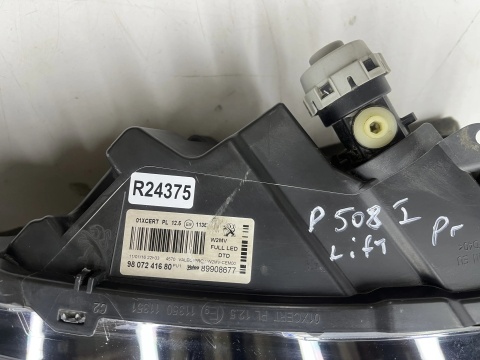 Lampa reflektor Peugeot 508 I Lift 14-18r. PRAWA przednia FULL LED Europa oryginał prawy przód 9807241680