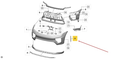 Listwa Porsche Macan 2 II Turbo 24r.- przednia nakładka zderzaka lewa maskownica nowa oryginalna 95C807881C