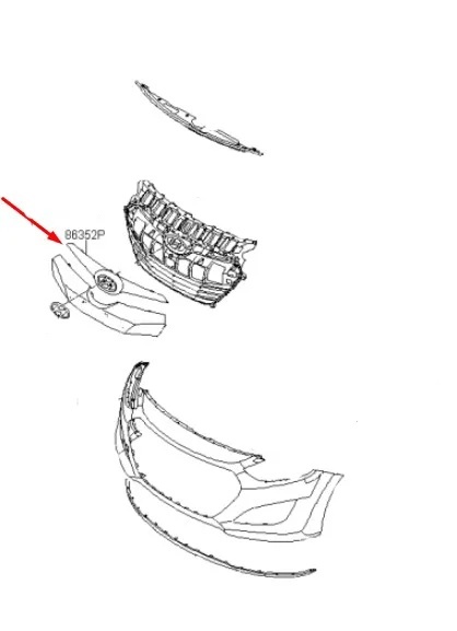 Atrapa Hyundai i30 11-17r. grill przednia maskownica zderzaka znaczek 86352a6000