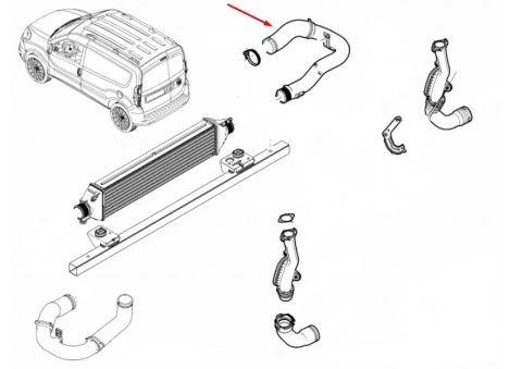 Rura Fiat Doblo 2 II 10-22r. 1.3 multijet łącznik dolotu powietrza intercoolera przewód turbo 52091408