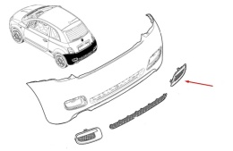 Atrapa Fiat 500 Sport 13-15r. PRZEDLIFT atrapa zderzaka odblask prawa tylna prawy tył 735577736