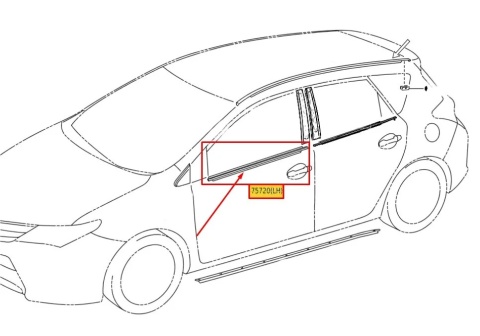 Listwa Toyota Auris 2 II E18 12-18r. NOWA lewa przednia listwa zgarniająca uszczelka zewnętrzna szyby drzwi lewy przód
