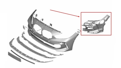 Ślizg BMW 1 F40 M-pakiet 19-24r. lewe przednie mocowanie stelaż zderzaka halogenu wspornik 8070937