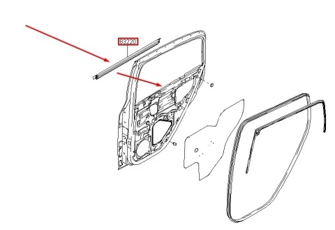 Listwa Hyundai Getz 02-11r. NOWA prawa tylna uszczelka zgarniająca drzwi szyby zewnętrzna prawy tył 832201c001