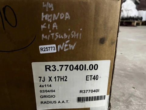 Felga aluminiowa Honda Nissan Hyundai Kia Mitsubishi NOWA felga r17 cali Radius R3 7jx17 ET40 4x114,3 CB 68 pojedyncza R3.77040I