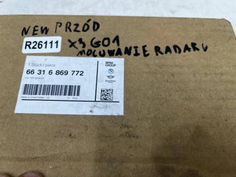 Mocowanie radaru BMW X3 G01 G08 F97 X4 G02 F98 17-25r. przedni kosz uchwyt stelaż ramka Asystenta 66316869772