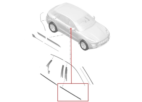 Listwa Porsche Macan I 95b 14r.- czarny mat NOWA prawa przednia listwa zgarniająca uszczelka zewnętrzna 95b837476e