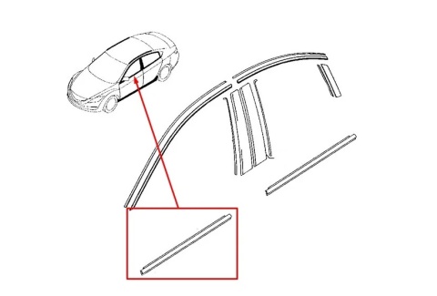 Listwa Mazda 6 II GH 07-12r. NOWA lewa przednia uszczelka drzwi CHROM zewnętrzna szyby zgarniająca gs1d-50-650c