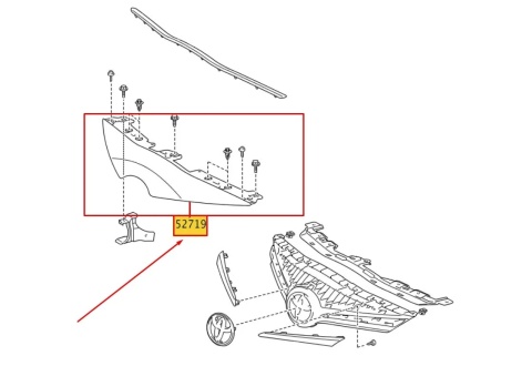 Listwa atrapy Toyota Avensis 3 III T27 T270 LIFT 15-18r. NOWA nakładka GÓRNA grilla oryginalna listewka nosek 77501-61m00