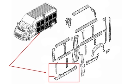 Poszycie Citroen Jumper Ducato Boxer Movano C 14r- prawe boczne wzmocnienie wewnętrzne ćwiartka panel NOWE ORYGINALNE 1371924080