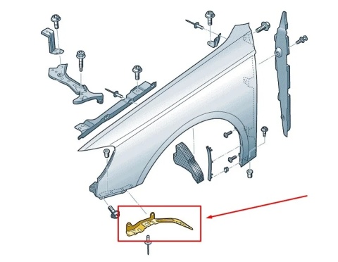 Mocowanie błotnika Audi A3 8v LIFT 16-20r. NOWA lewa przednia dolna podpora błotnika wspornik 8v0821091c
