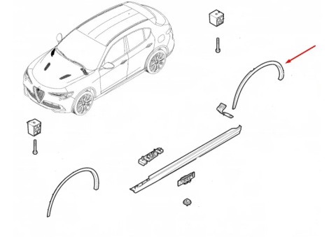 Listwa Alfa Romeo Stelvio 16r.- NOWA prawa tylna strukturalna nakładka błotnika rant nadkola 50549702