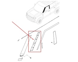 Listwa Land Rover Defender 20r.- NOWY lewy ślizg nakładki słupka drzwi szyby przedniej listwa montażowa lr161145 n8b2-03179-aa